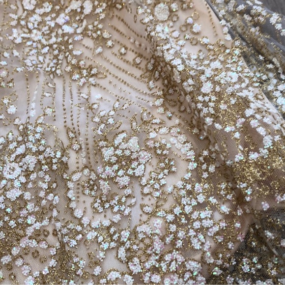 Gold Glitter Romper with Bell Sleeves - Picture 4 of 5